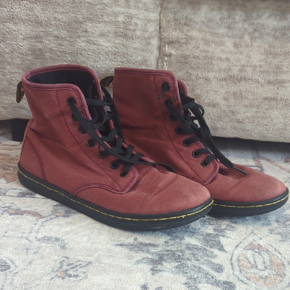 Dr. Martens Red Canvas High-Top Sneakers